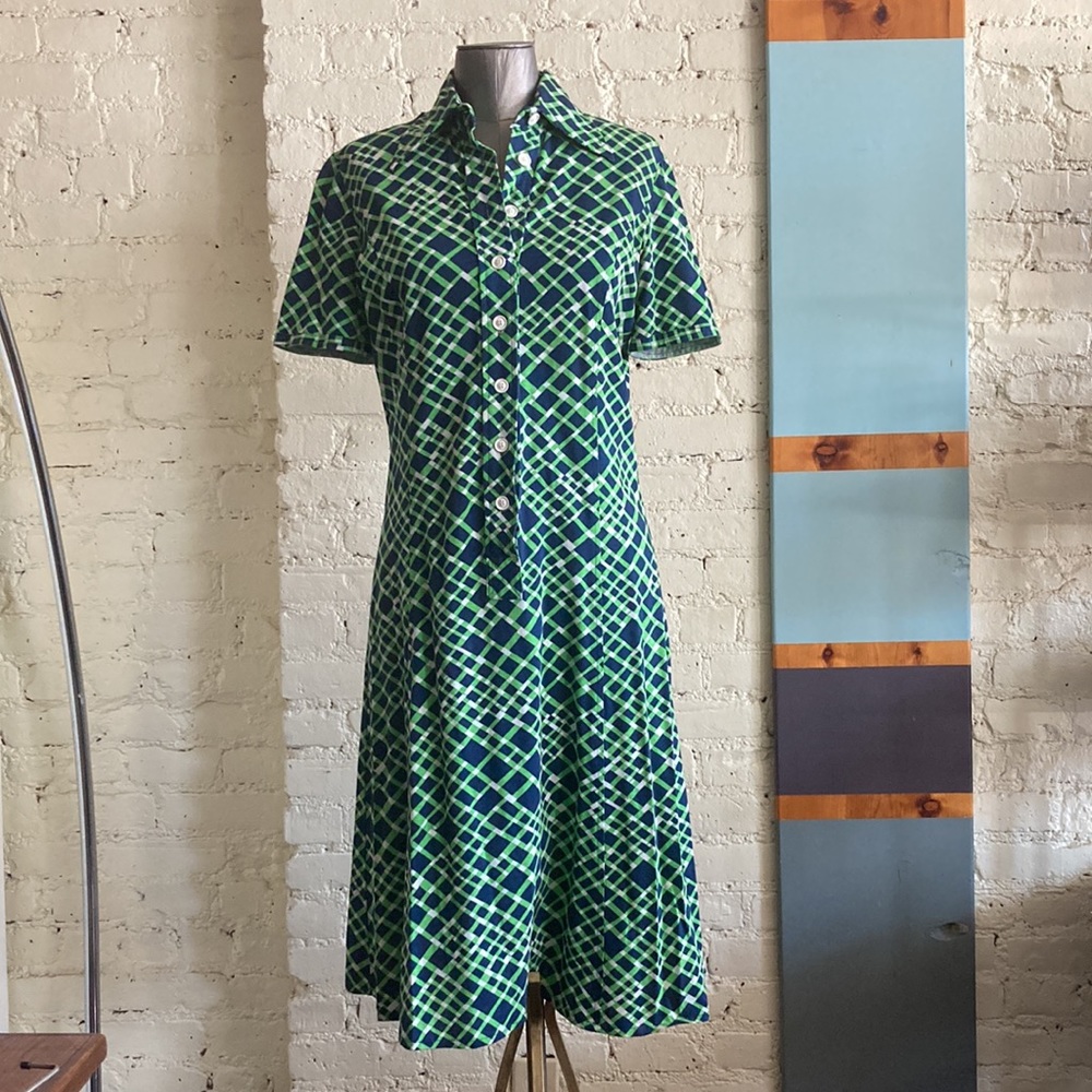 Vintage 70s 80s dagger collar sporty polo midi dress - Picture 13 of 13